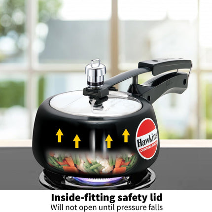 Hawkins Contura Hard Anodized Pressure Cooker 1.5L to 6.5L Curved Body Energy Efficient Cooker