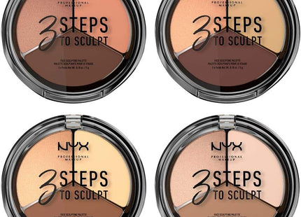 NYX Professional Makeup 3 Steps To Sculpt Face Sculpting Palette – Medium, 0.079 kg