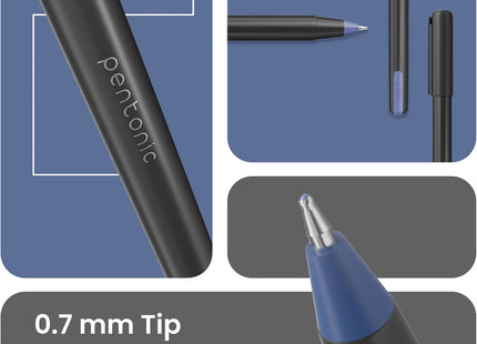 Pentonic Ballpoint Pens | Black, Blue & Red Ink | 0.7mm Fine Tip | Smooth Writing | Pack of 10