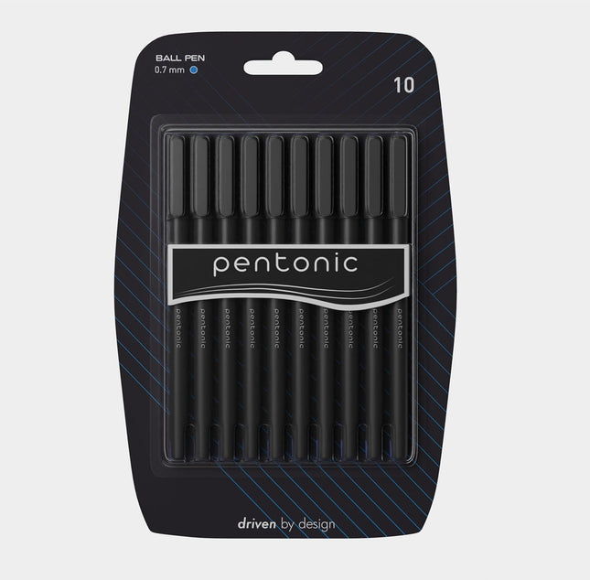 LINC Pentonic Ball Point Pen | Tip Size 0.7 mm | Comfortable Grip | Ideal for Students and Professionals | For School, Office & Business Use | Blister Pack of 10, Blue Ink