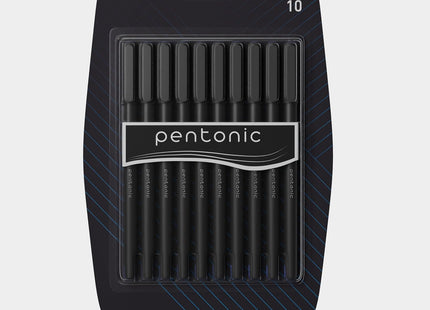 Pentonic Ballpoint Pens | Black, Blue & Red Ink | 0.7mm Fine Tip | Smooth Writing | Pack of 10