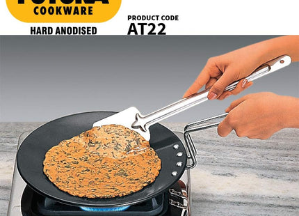 Futura Hard Anodised Concave Tawa with Steel Handle – Premium Non-Stick Griddle for Roti, Chapati & Paratha