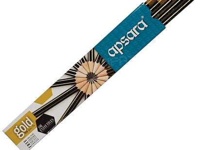 Apsara Gold 10 Wooden Pencils Eraser Sharpener Break-Resistant Lead Office School