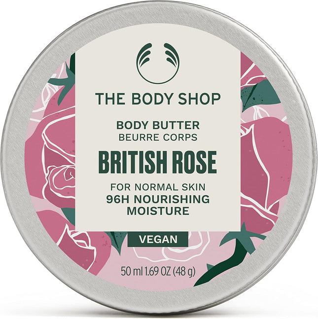 The Body Shop British Rose Body Butter 50ml | Vegan Body Moisturiser for Normal Skin