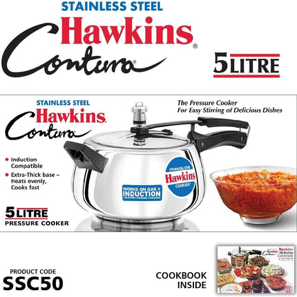 Hawkins Stainless Steel Pressure Cooker 2L 3L 3.5L 5L GAS Induction Compatible Base
