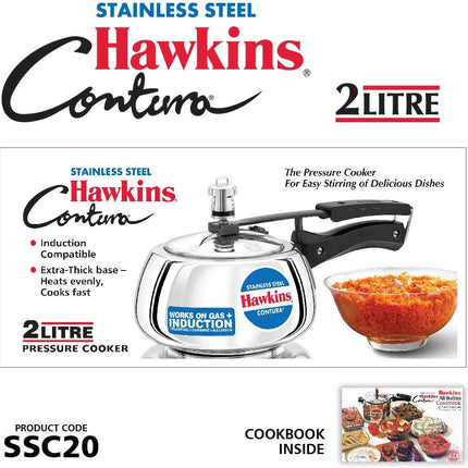 Hawkins Stainless Steel Pressure Cooker 2L 3L 3.5L 5L GAS Induction Compatible Base