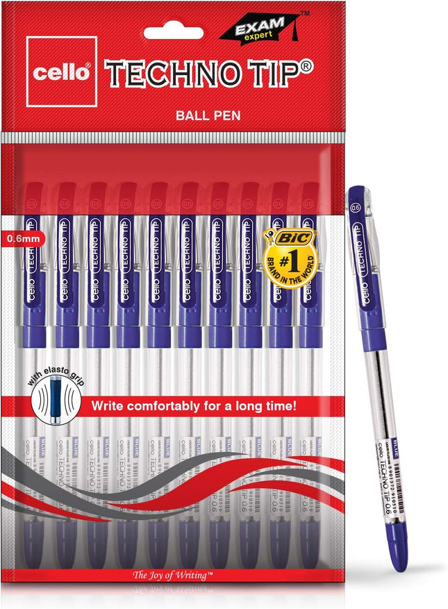 Cello Ball pen Pack of 10 (Techno Tip(Blue))