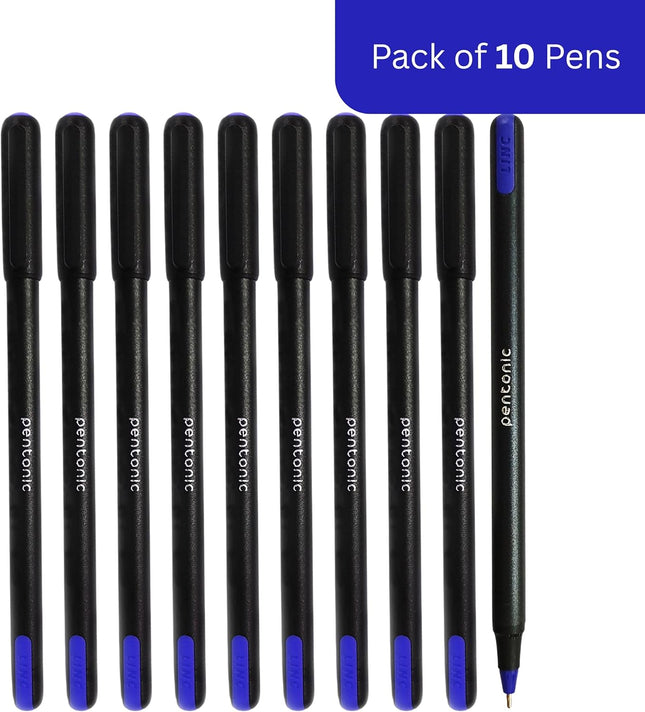 LINC Pentonic Ball Point Pen | Tip Size 0.7 mm | Comfortable Grip | Ideal for Students and Professionals | For School, Office & Business Use | Blister Pack of 10, Blue Ink