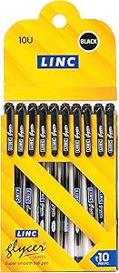 Linc 0.6 mm Glycer Smooth Ball Pen | Black Ink | Set of 10