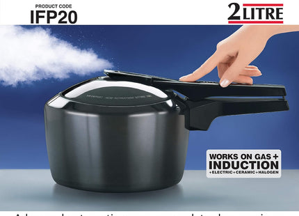 Hawkins Futura Pressure Cooker, Hard Anodised Pressure Cooker, Induction Cooker, Small Cooker, Black