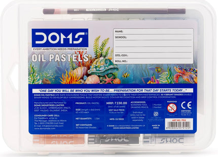 Doms 50 Assorted Colour Shades Oil Pastels - Rich Bright Smooth Even Shades