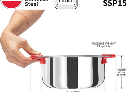 Hawkins 1.5 , 2 , 2.5 Litre Metro Patila Triply Stainless Steel Tope Induction Bhagona Tapeli Silver
