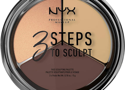 NYX Professional Makeup 3 Steps To Sculpt Face Sculpting Palette – Medium, 0.079 kg