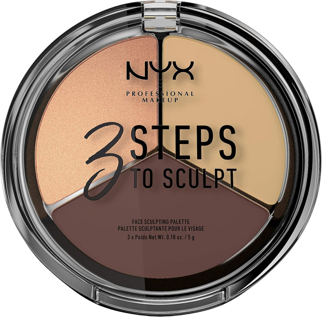 NYX Professional Makeup 3 Steps To Sculpt Face Sculpting Palette – Medium, 0.079 kg