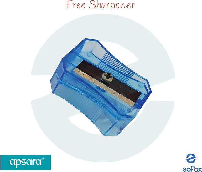 Apsara Triangular Pencils Box Pack Good Handwriting Comfort Grip (10 x Pencils + Eraser + Sharpener + 1 x iZOFAX Black Ball Pen)