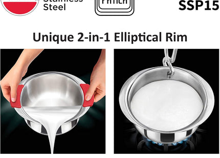 Hawkins 1.5 , 2 , 2.5 Litre Metro Patila Triply Stainless Steel Tope Induction Bhagona Tapeli Silver
