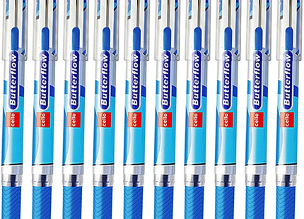 Cello Smooth Butterflow Ballpoint Pen, Blue Ink, Pack of 10