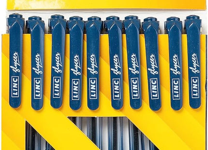 Linc Glycer Smooth Ball Pen Card Pack | 0.6 mm Nickel Silver Tip | Comfortable Elastomeric Rubber Grip | Fast flowing Ink Technology For Smudge-free writing | Blue, Set of 10