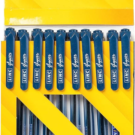 Linc Glycer Ballpoint Pens 0.6mm Fine Tip Blue Black Red Ink Smooth Writing Pack of 10 for School Office Everyday Use