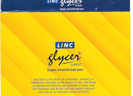 Linc Glycer Smooth Ball Pen Card Pack | 0.6 mm Nickel Silver Tip | Comfortable Elastomeric Rubber Grip | Fast flowing Ink Technology For Smudge-free writing | Blue, Set of 10