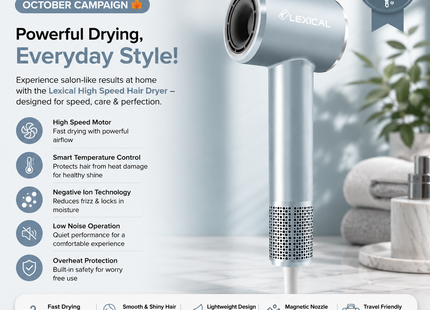 Lexical Hair Dryers Collection | Turbo Force Hair Dryer 1700W Blow Dryer | Models LHD-5091 | Blow Dryer | Styling Dryer | Hair Styling | Turbo Dryer