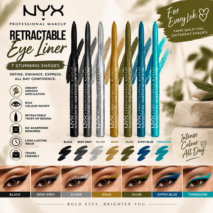NYX Professional Makeup Vivid Rich Mechanical Eye Pencil Always Onyx Black Retractable Eyeliner