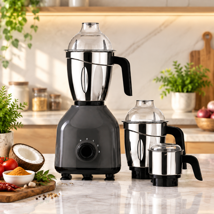 Philips HL7757 750W Indian Mixer Grinder 3 Stainless Steel Jars Wet Dry Grinding Chutney Making Masala Grinding Dosa Batter Black Premium Blue