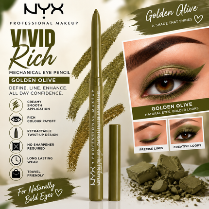 NYX Professional Makeup Vivid Rich Mechanical Eye Pencil Always Onyx Black Retractable Eyeliner