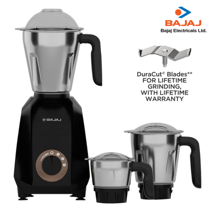 Bajaj Ninja Quartz 750W Indian Mixer Grinder Mixie 3 Stainless Steel Jars Wet Dry Grinding Chutney