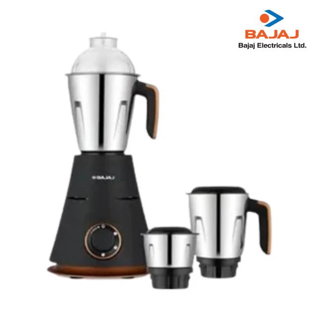 Bajaj Ninja Series Virtue 750W Indian Mixer Grinder Black 3 Stainless Steel Jars, Dry & Wet Grinding, Chutney, Dosa Batter, Seeds & Spices  Indian Plug + International Converter Black