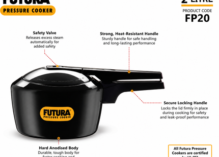 Futura by Hawkins Hard Anodized Pressure Cooker – Black | 2L to 9L