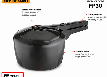 Futura by Hawkins Hard Anodized Pressure Cooker – Black | 2L to 9L