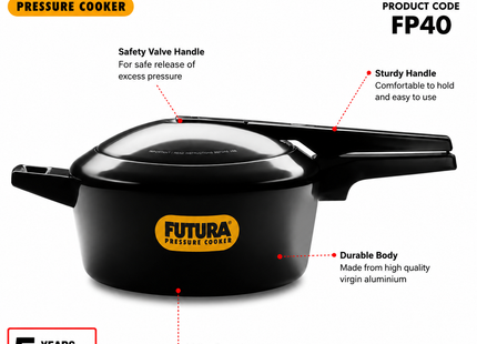 Futura by Hawkins Hard Anodized Pressure Cooker – Black | 2L to 9L