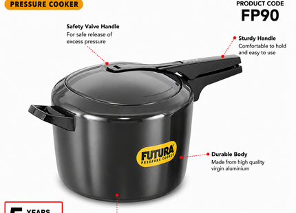 Futura by Hawkins Hard Anodized Pressure Cooker – Black | 2L to 9L