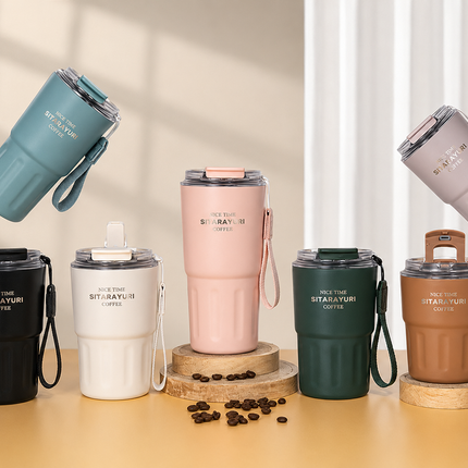 Sitarayuri 290ml Stainless Steel Insulated Travel Coffee Tea Mug Cup + Lid Hot & Cold Drinks