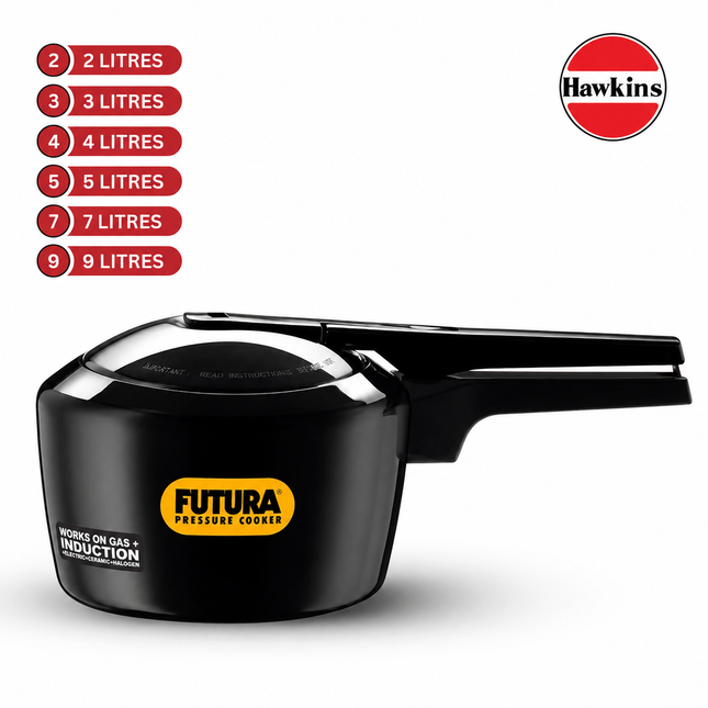 Futura by Hawkins Hard Anodized Pressure Cooker – Black | 2L to 9L