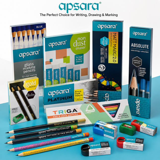 Apsara Stationery Collection Pencils, Erasers & Sharpeners for Writing, Drawing, Sketching & Marking | School Supplies & Gift for Kids