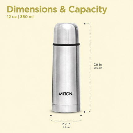 MILTON Thermosteel Vacuum Flask  Insulated Hot Cold Water Bottle Various option Stainless Steel Flip Lid Leakproof BPA Free 24 Hour Travel Flask for Tea Coffee Gym Office 350ml 500ml 750ml 1L