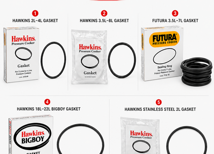 Hawkins & Futura Pressure Cooker Gasket Sealing Rings – Replacement Gaskets for 2L to 22L Cookers