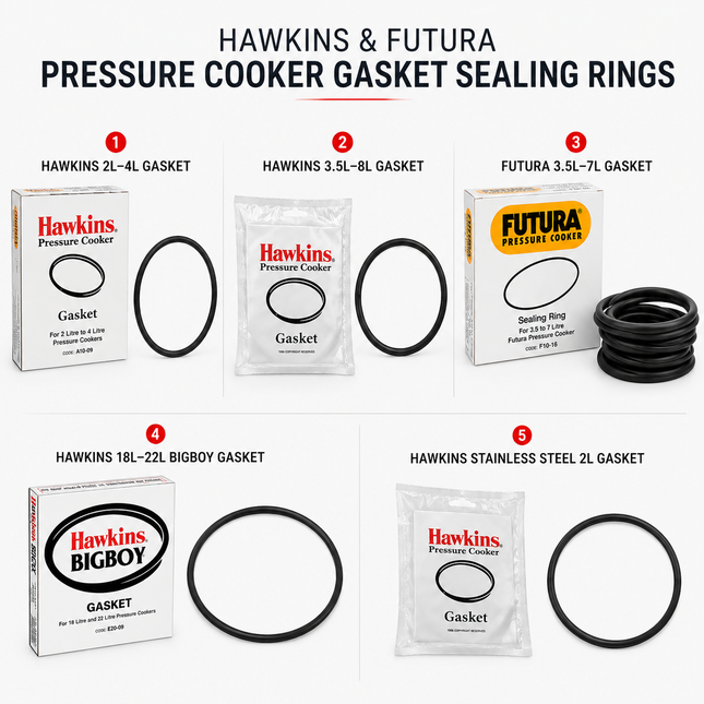 Hawkins & Futura Pressure Cooker Gasket Sealing Rings – Replacement Gaskets for 2L to 22L Cookers