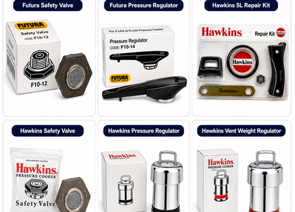 Hawkins & Futura Pressure Cooker Replacement Parts – Safety Valves, Pressure Regulators, Vent Weight & Repair Kit