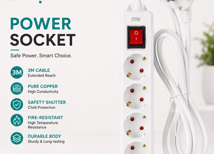 Winning Star Extension Sockets & Plug Adapters Collection | Power Socket Adapter 4 outlets 2500W 2 USB 1 Type-C 4 outlets + 2 USB + 1 Type-C, 3m cable, Power Socket Adapter 4 outlets 2500W EU Plug Silver 4 outlets, 5m cable, Power Socket Adapter...