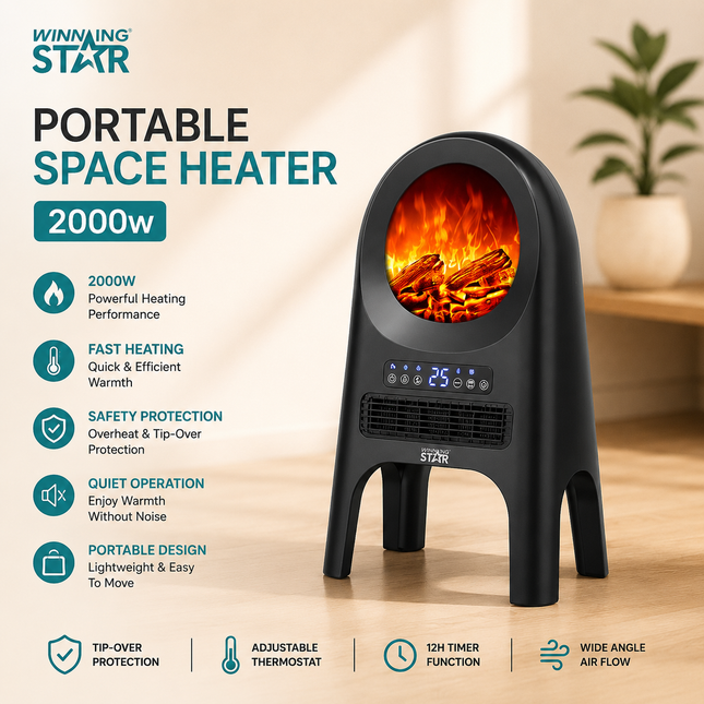 Winning Star Space Heaters Collection | Portable PTC Space Heater 2000W EU Plug Silver, Portable PTC Space Heater 2000W UK Plug Silver | Models ST-4091, ST-4091 | Portable Heater | Ptc Heater | Room Heater | Winter Heater