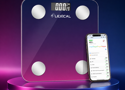Lexical LBS-4372 Smart Bluetooth Body Fat Scale | Digital Weighing Scale 180kg | Tempered Glass | iOS & Android App