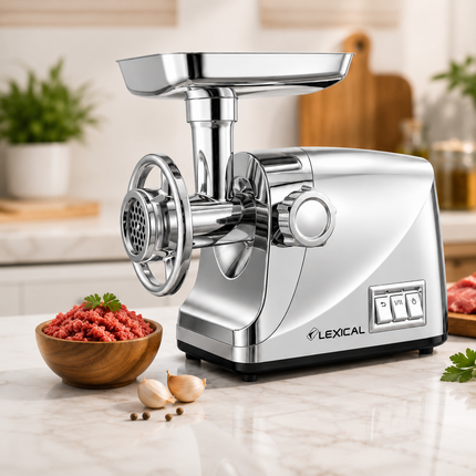 Lexical Germany Electric Meat Grinder 2000W Mincer 2 Speeds 3 Grinding Plates Sausage Maker