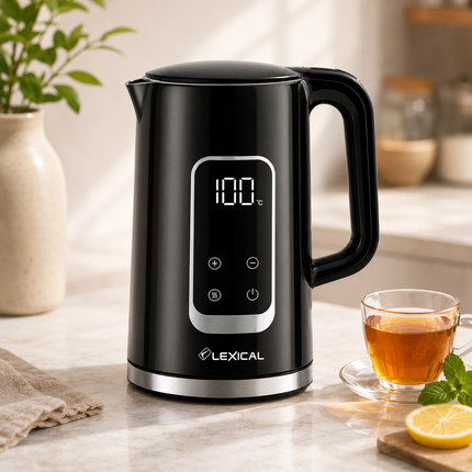 Lexical Germany Electric Kettle 1.7L 2200W Rapid Boil Kettle LED Touch Display Temperature Control