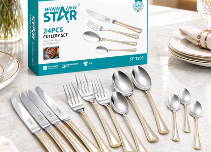 Winning Star Cutlery Sets Collection | 24-in-1 Cutlery Set 15.4 70g | Models ST-7200 | Flatware Set | Spoon Fork Knife | Dinner Cutlery | Tableware