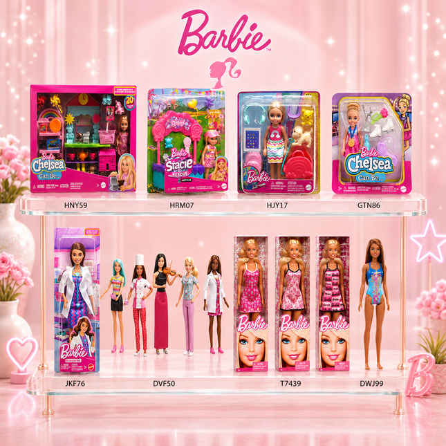 Mattel Barbie & Chelsea Dolls Collection - Beach, Fashion, Career, Travel & Playset Adventures