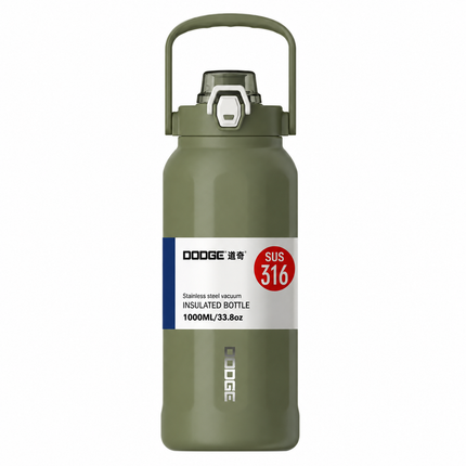 Dodge 1L Insulated Water Bottle Stainless Steel Hot Cold Travel Flask