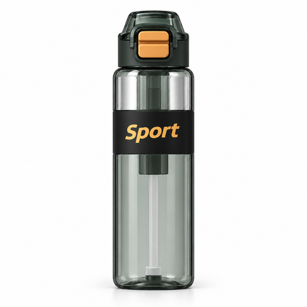 Dodge 680ml Sports Water Bottle Straw Flip Lid Gym School Travel Office